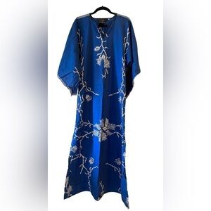 Vintage Bou Boudima Exotic Designs Kerchief Sleeve Maxi Dress 14  Single Stitch